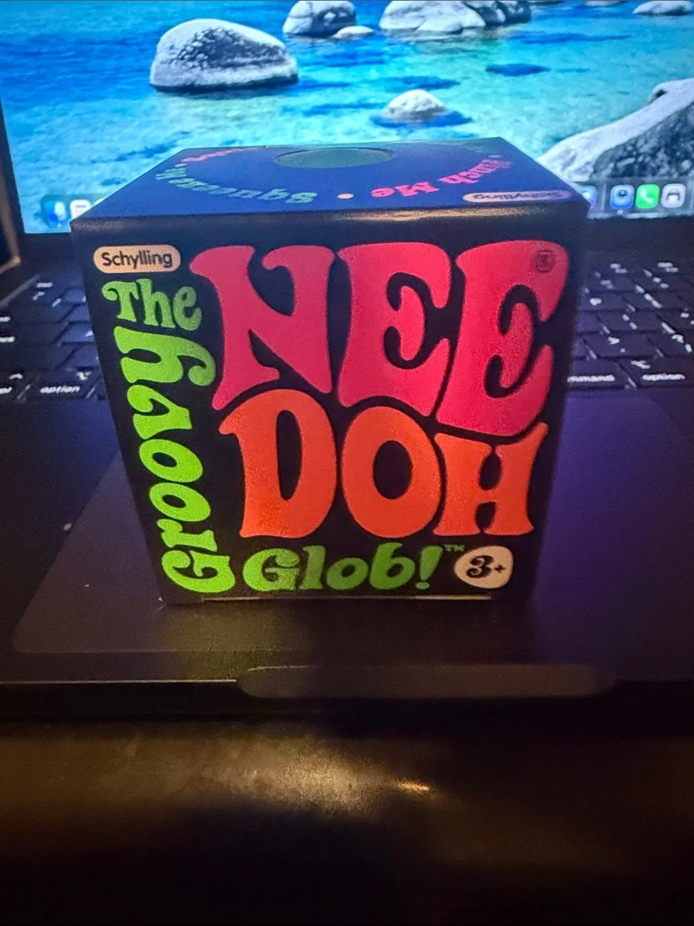 Groovy The NeeDoh Glob! - Black with Neon Pink & Green